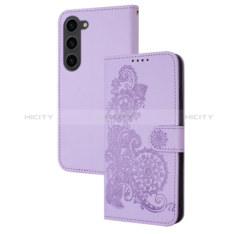 Handytasche Stand Schutzhülle Flip Leder Hülle Blumen Y01X für Samsung Galaxy S22 5G Violett