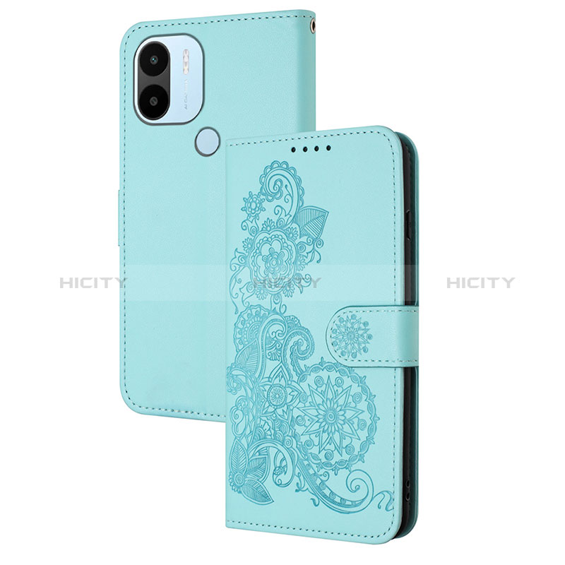 Handytasche Stand Schutzhülle Flip Leder Hülle Blumen Y01X für Xiaomi Redmi A1 Plus Hellblau