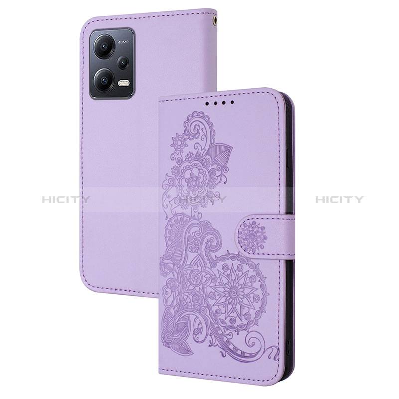 Handytasche Stand Schutzhülle Flip Leder Hülle Blumen Y01X für Xiaomi Redmi Note 12 5G Violett
