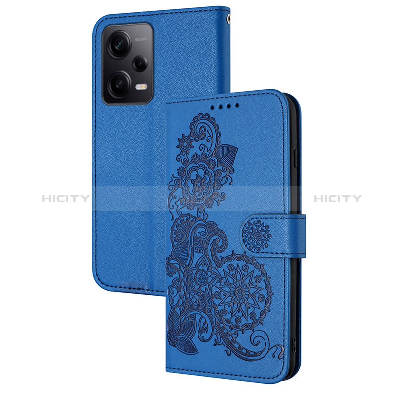 Handytasche Stand Schutzhülle Flip Leder Hülle Blumen Y01X für Xiaomi Redmi Note 12 Pro 5G Blau