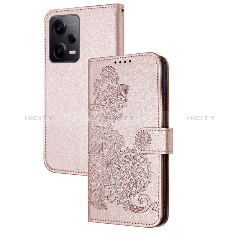 Handytasche Stand Schutzhülle Flip Leder Hülle Blumen Y01X für Xiaomi Redmi Note 12 Pro+ Plus 5G Rosegold Plus