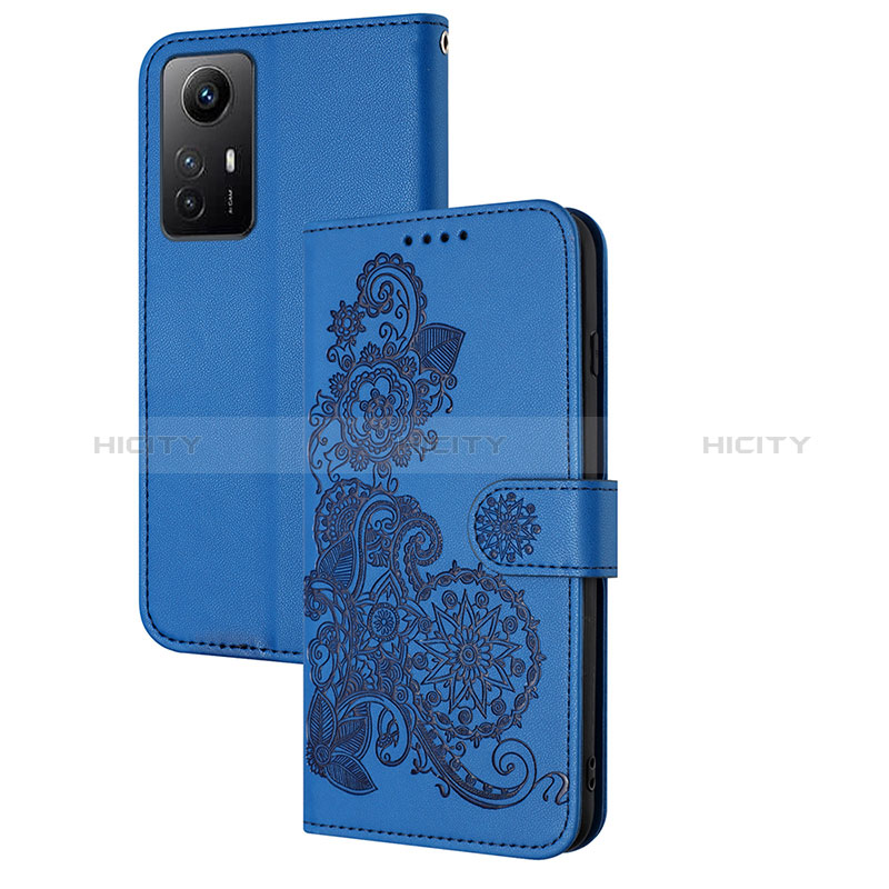 Handytasche Stand Schutzhülle Flip Leder Hülle Blumen Y01X für Xiaomi Redmi Note 12S Blau