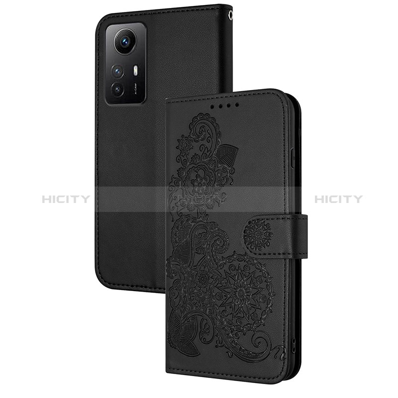 Handytasche Stand Schutzhülle Flip Leder Hülle Blumen Y01X für Xiaomi Redmi Note 12S Schwarz