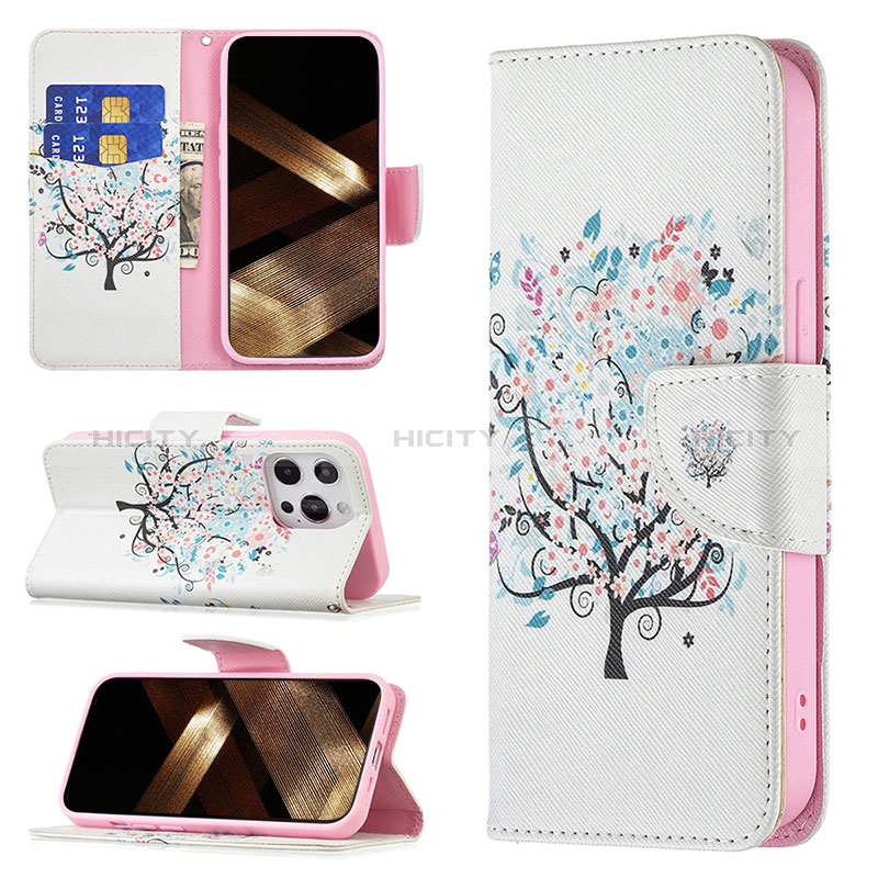 Handytasche Stand Schutzhülle Flip Leder Hülle Blumen Z02 für Apple iPhone 14 Pro Max Plusfarbig