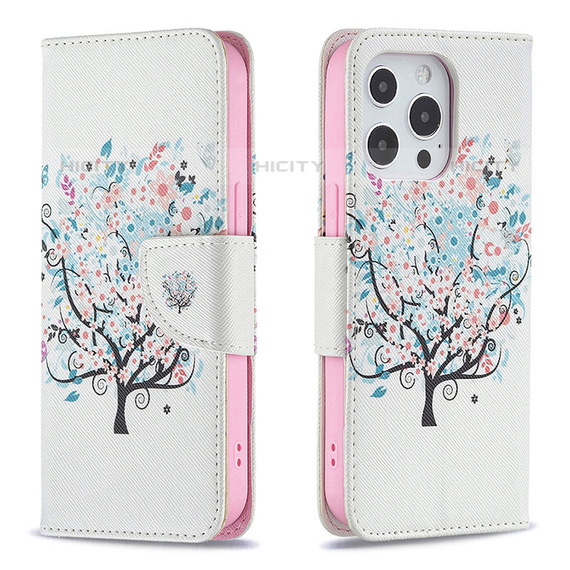 Handytasche Stand Schutzhülle Flip Leder Hülle Blumen Z02 für Apple iPhone 15 Pro Max Plusfarbig