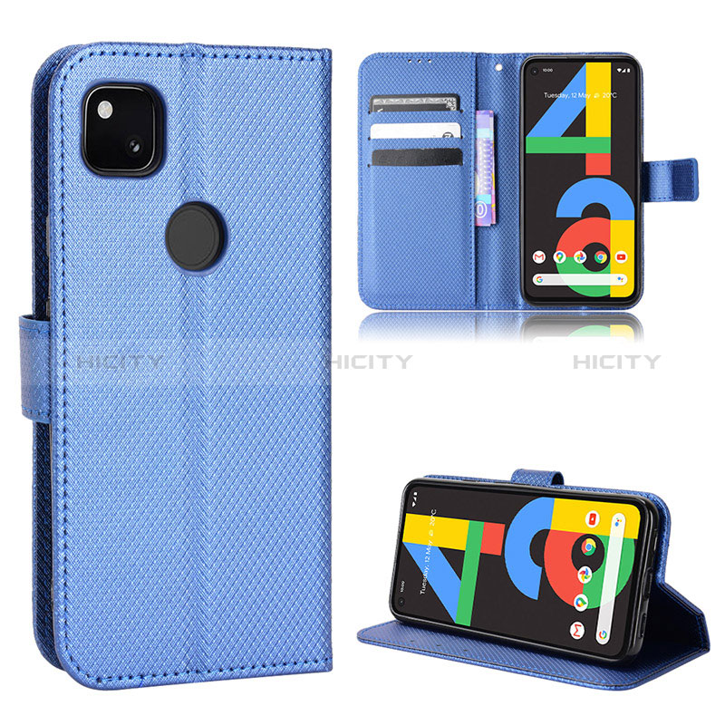 Handytasche Stand Schutzhülle Flip Leder Hülle BY1 für Google Pixel 4a Blau Plus