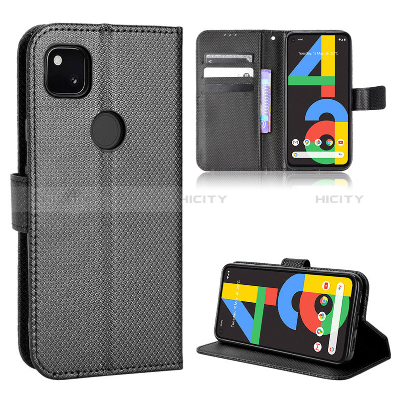 Handytasche Stand Schutzhülle Flip Leder Hülle BY1 für Google Pixel 4a Schwarz