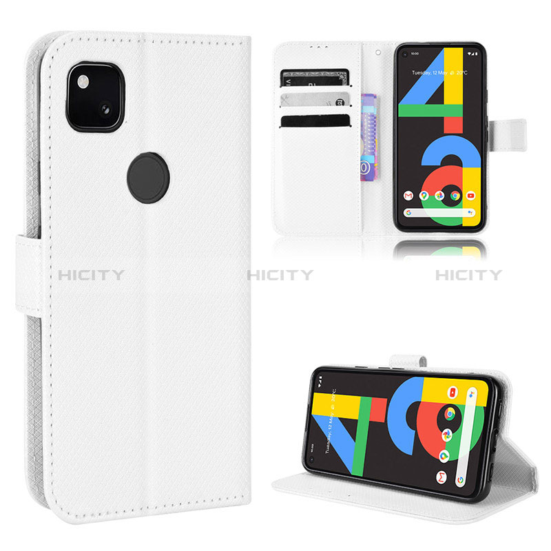 Handytasche Stand Schutzhülle Flip Leder Hülle BY1 für Google Pixel 4a Weiß