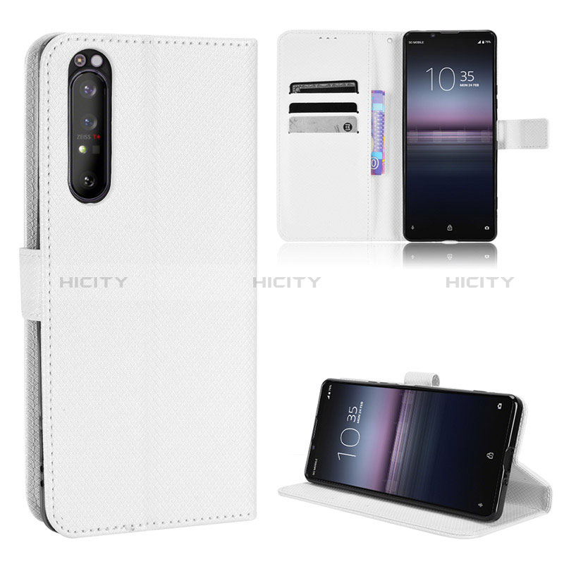 Handytasche Stand Schutzhülle Flip Leder Hülle BY1 für Sony Xperia 1 II Weiß Plus