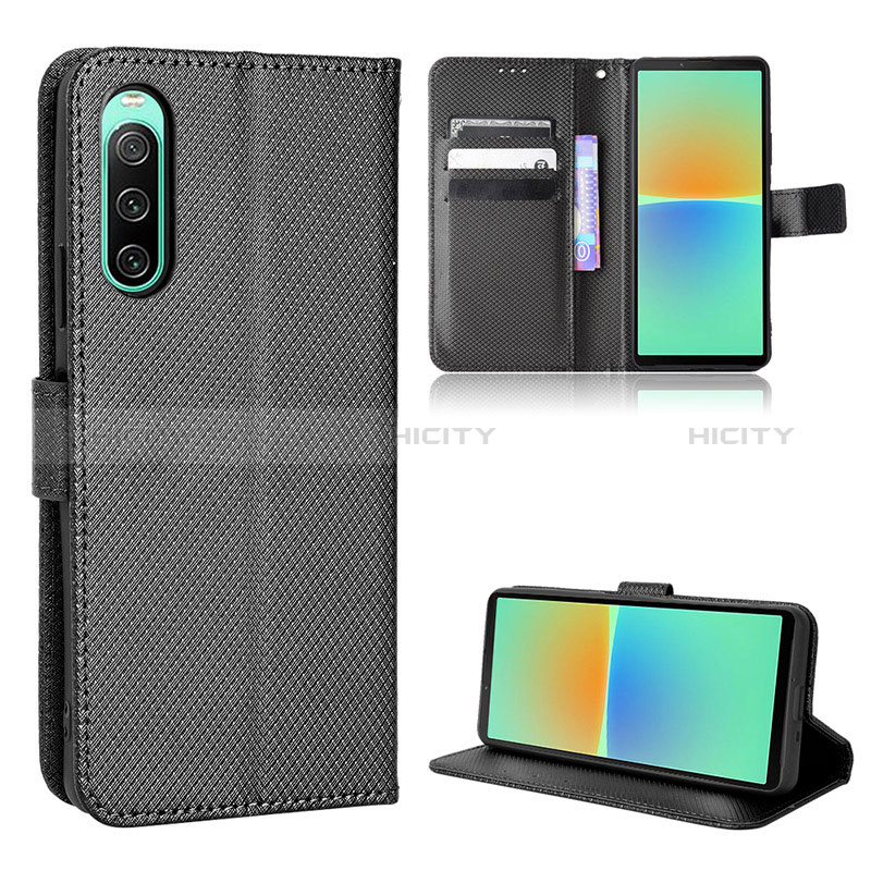 Handytasche Stand Schutzhülle Flip Leder Hülle BY1 für Sony Xperia 10 IV Schwarz