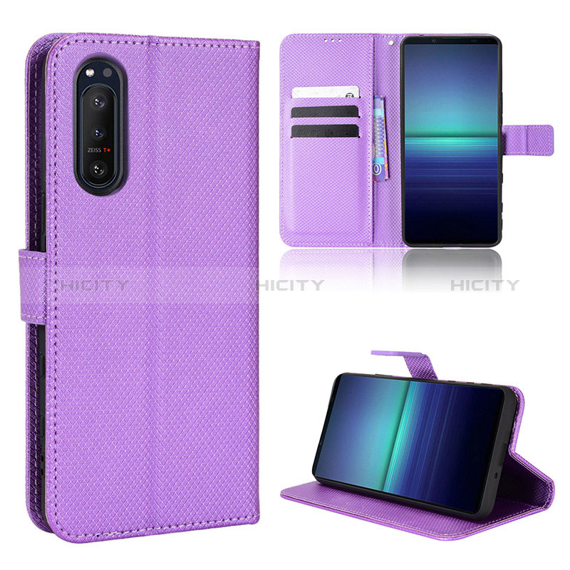 Handytasche Stand Schutzhülle Flip Leder Hülle BY1 für Sony Xperia 5 II Violett Plus