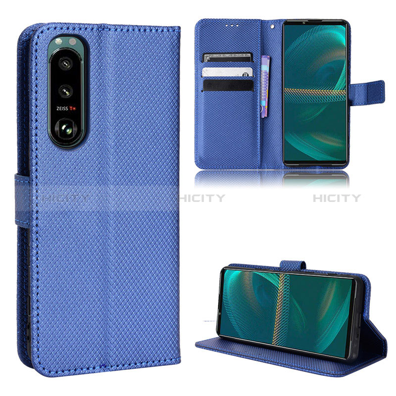 Handytasche Stand Schutzhülle Flip Leder Hülle BY1 für Sony Xperia 5 III SO-53B Blau