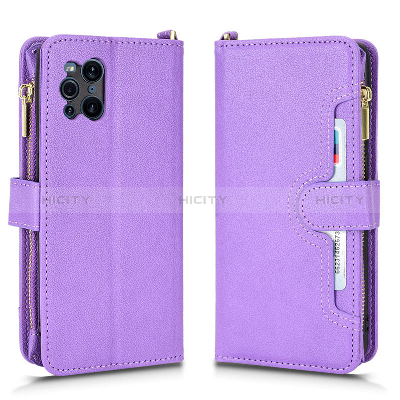 Handytasche Stand Schutzhülle Flip Leder Hülle BY2 für Oppo Find X3 5G Violett Plus