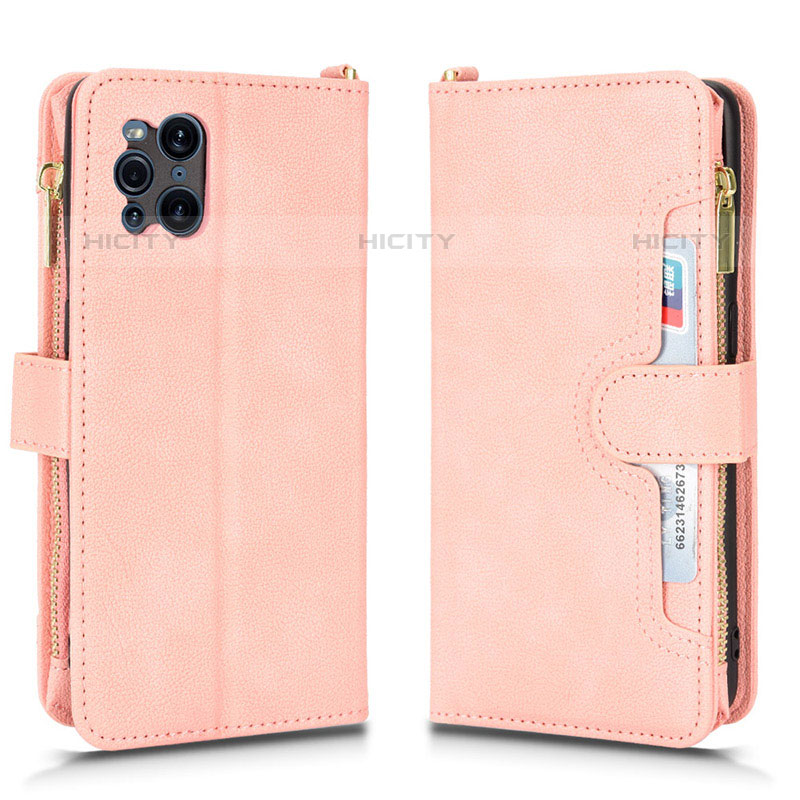 Handytasche Stand Schutzhülle Flip Leder Hülle BY2 für Oppo Find X3 Pro 5G Rosegold