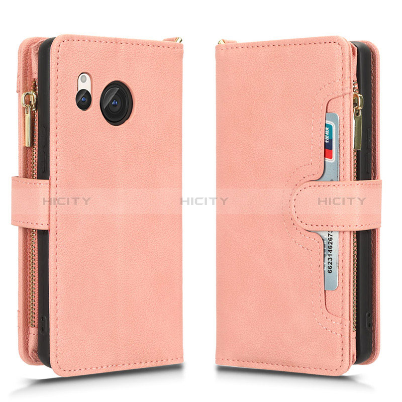 Handytasche Stand Schutzhülle Flip Leder Hülle BY2 für Sharp Aquos R8 Rosegold