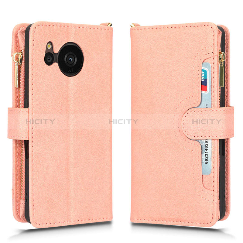 Handytasche Stand Schutzhülle Flip Leder Hülle BY2 für Sharp Aquos Sense7 Rosegold Plus