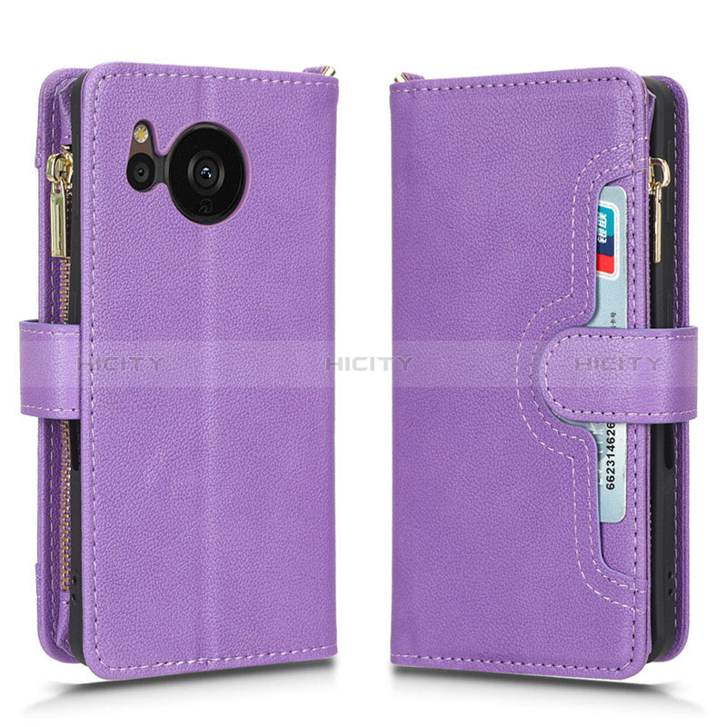 Handytasche Stand Schutzhülle Flip Leder Hülle BY2 für Sharp Aquos Sense7 Violett Plus