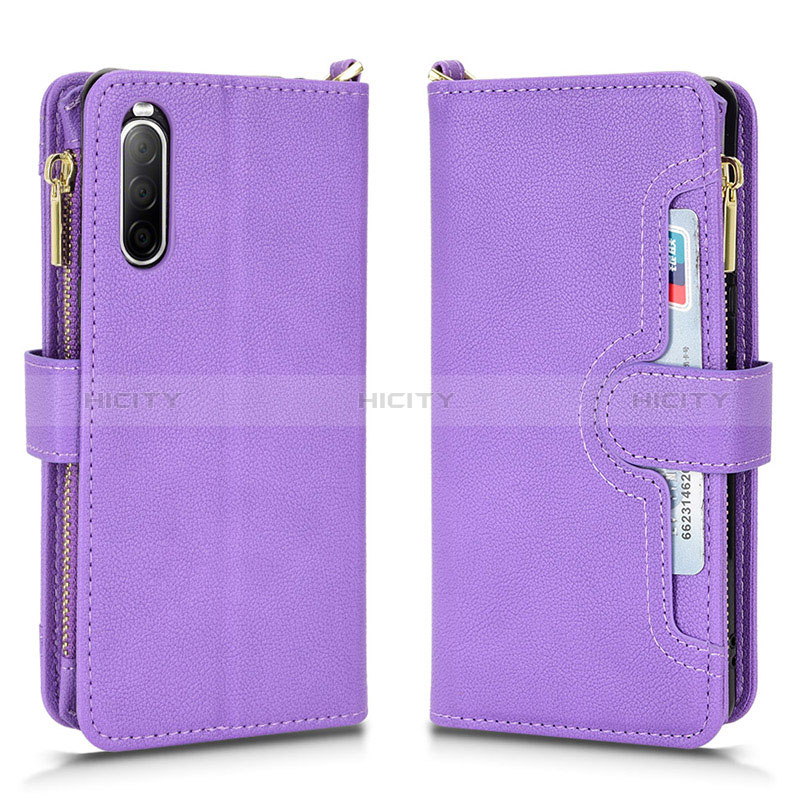 Handytasche Stand Schutzhülle Flip Leder Hülle BY2 für Sony Xperia 10 II Violett