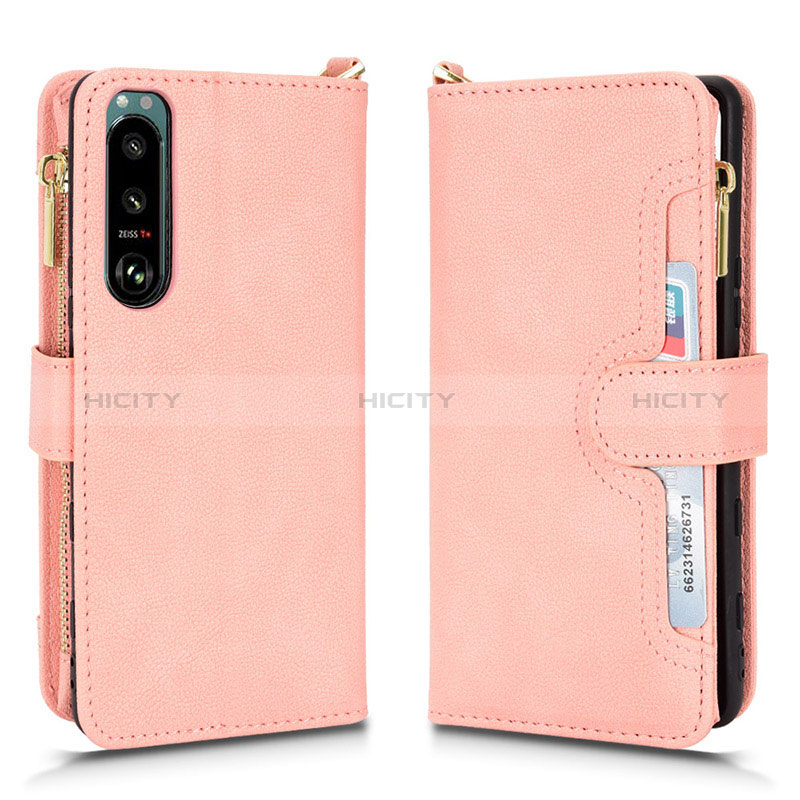 Handytasche Stand Schutzhülle Flip Leder Hülle BY2 für Sony Xperia 5 III SO-53B Rosegold Plus