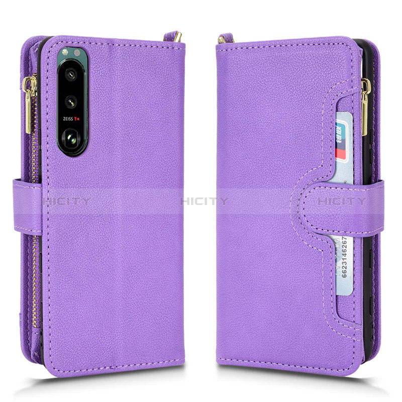 Handytasche Stand Schutzhülle Flip Leder Hülle BY2 für Sony Xperia 5 III SO-53B Violett Plus