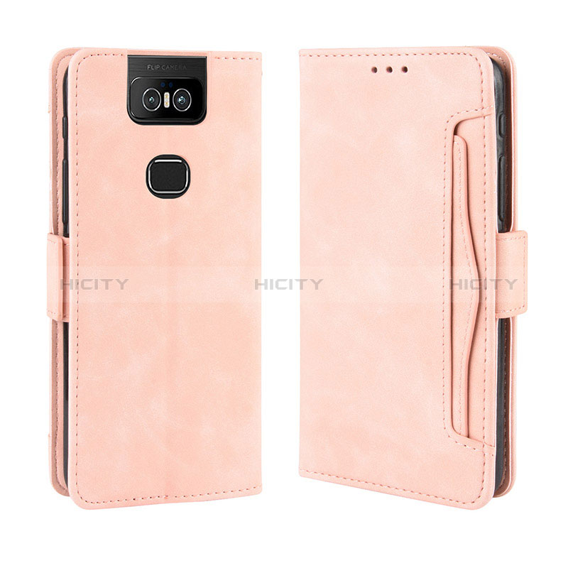 Handytasche Stand Schutzhülle Flip Leder Hülle BY3 für Asus Zenfone 6 ZS630KL Rosa