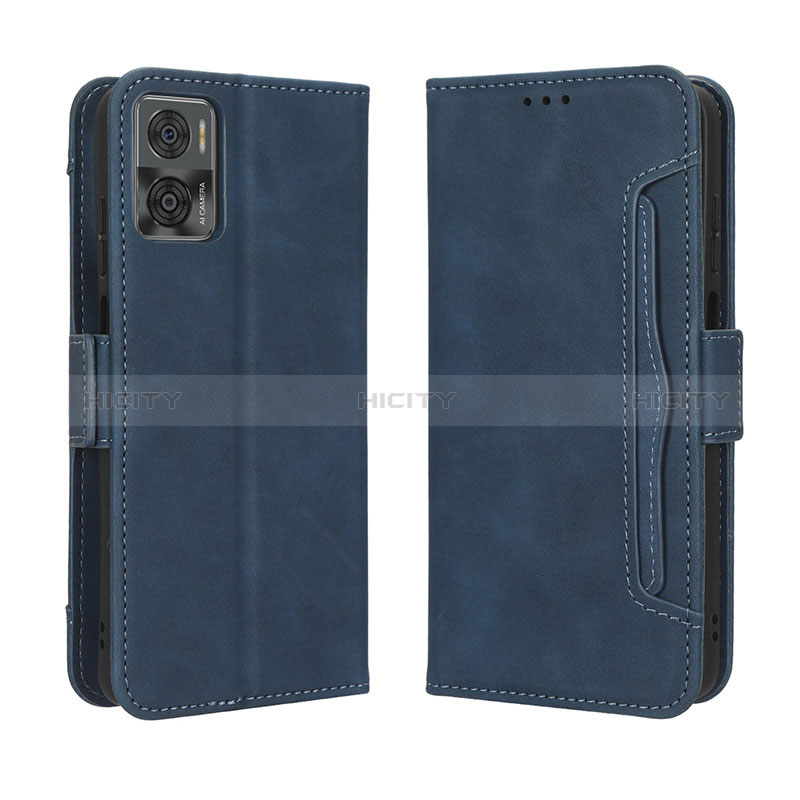 Handytasche Stand Schutzhülle Flip Leder Hülle BY3 für Motorola Moto E22 Blau Plus