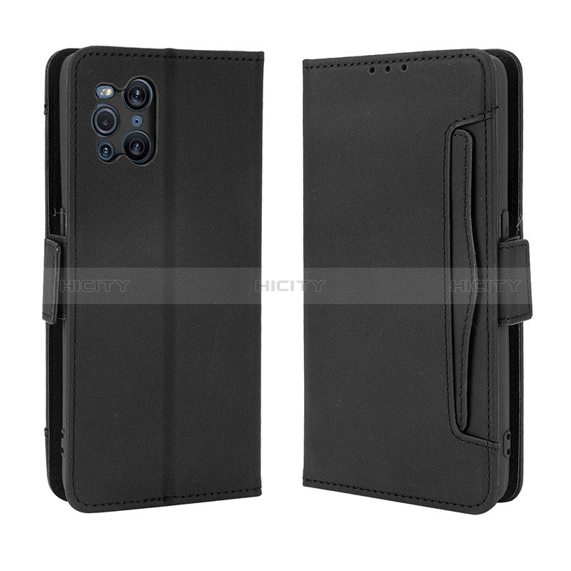 Handytasche Stand Schutzhülle Flip Leder Hülle BY3 für Oppo Find X3 5G Schwarz Plus