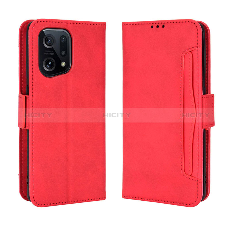 Handytasche Stand Schutzhülle Flip Leder Hülle BY3 für Oppo Find X5 5G Rot Plus