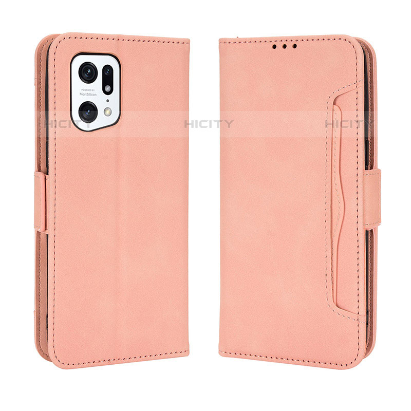 Handytasche Stand Schutzhülle Flip Leder Hülle BY3 für Oppo Find X5 Pro 5G Rosa