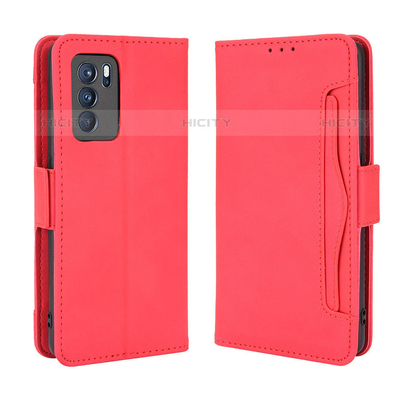 Handytasche Stand Schutzhülle Flip Leder Hülle BY3 für Oppo Reno6 Pro 5G India Rot Plus