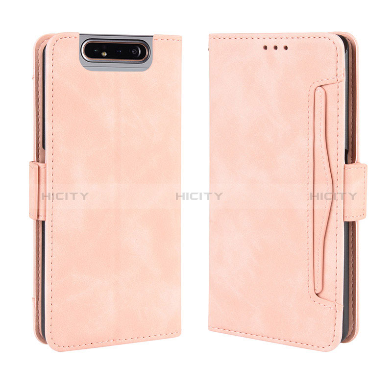 Handytasche Stand Schutzhülle Flip Leder Hülle BY3 für Samsung Galaxy A80 Rosa