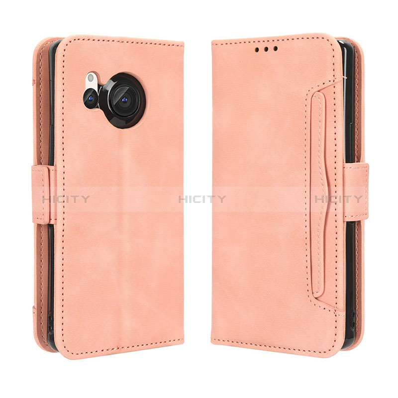 Handytasche Stand Schutzhülle Flip Leder Hülle BY3 für Sharp Aquos R8s Rosa Plus