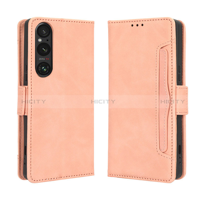 Handytasche Stand Schutzhülle Flip Leder Hülle BY3 für Sony Xperia 1 V Rosa Plus