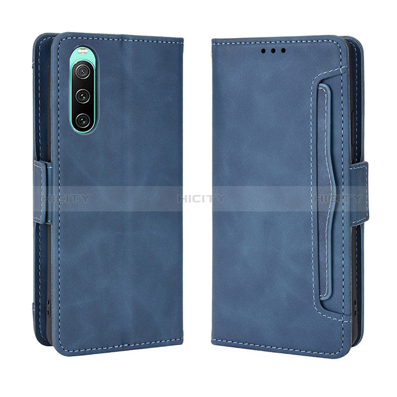 Handytasche Stand Schutzhülle Flip Leder Hülle BY3 für Sony Xperia 10 IV Blau