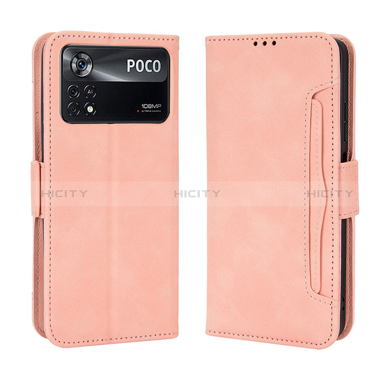 Handytasche Stand Schutzhülle Flip Leder Hülle BY3 für Xiaomi Poco M4 Pro 4G Rosa Plus