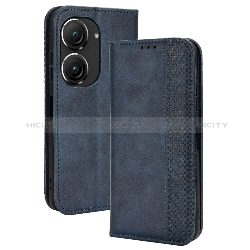 Handytasche Stand Schutzhülle Flip Leder Hülle BY4 für Asus Zenfone 9 Blau Plus