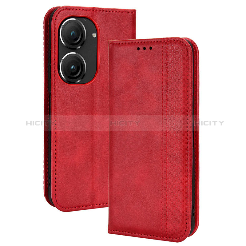 Handytasche Stand Schutzhülle Flip Leder Hülle BY4 für Asus Zenfone 9 Rot Plus