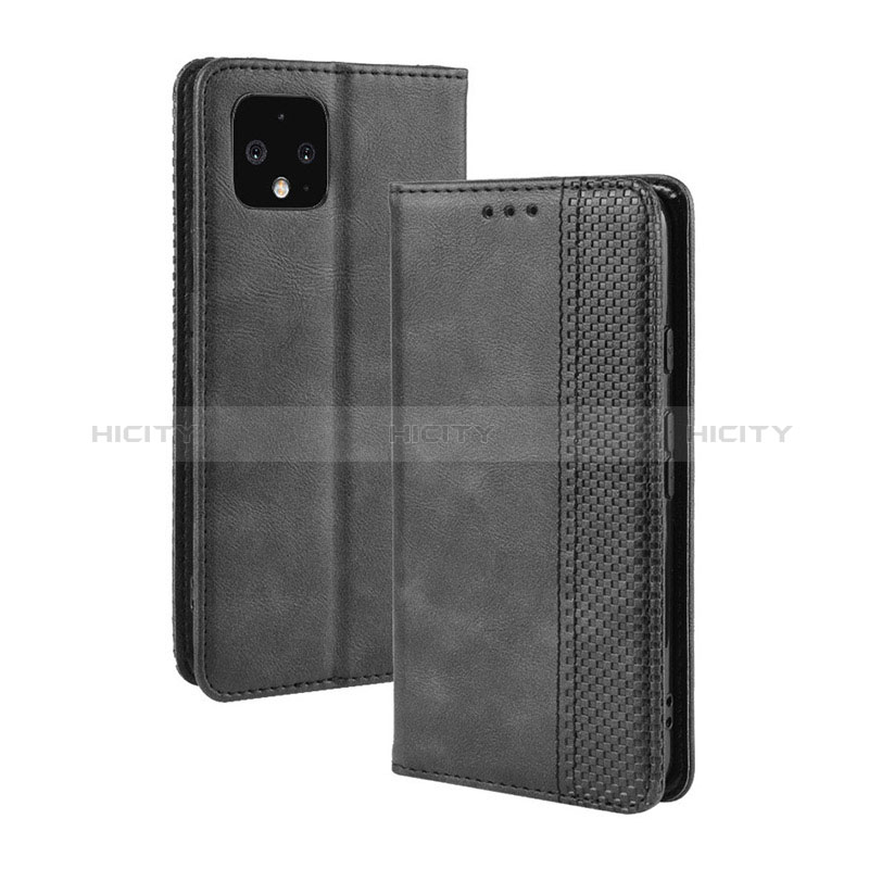 Handytasche Stand Schutzhülle Flip Leder Hülle BY4 für Google Pixel 4 Schwarz