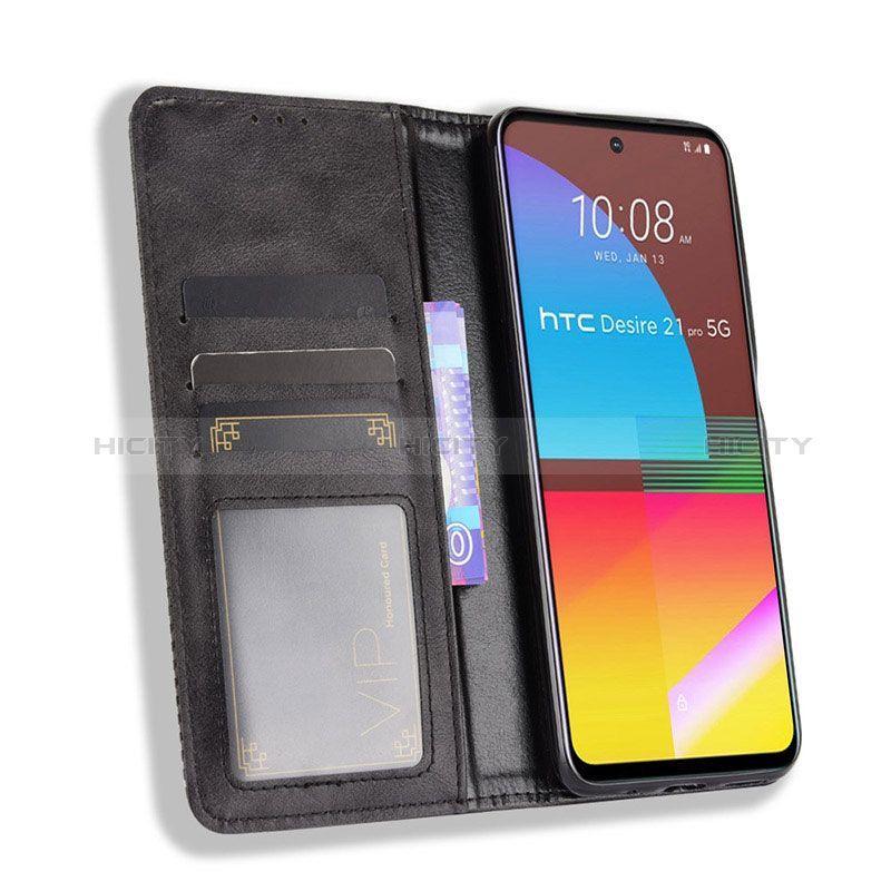 Handytasche Stand Schutzhülle Flip Leder Hülle BY4 für HTC Desire 21 Pro 5G groß