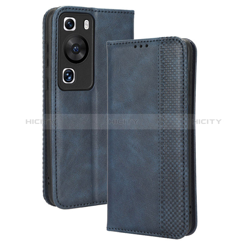 Handytasche Stand Schutzhülle Flip Leder Hülle BY4 für Huawei P60 Blau Plus