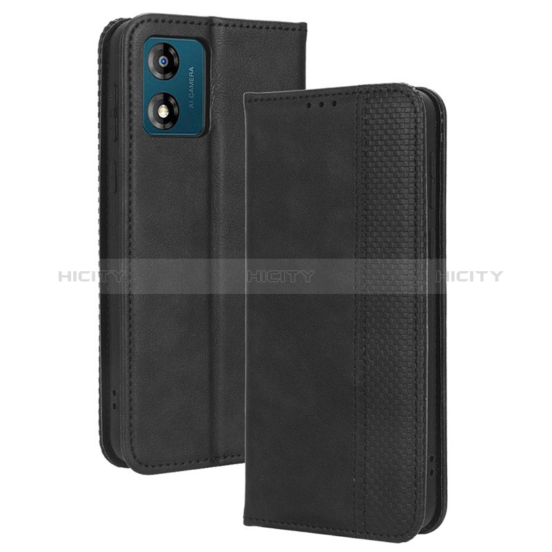 Handytasche Stand Schutzhülle Flip Leder Hülle BY4 für Motorola Moto E13 Schwarz