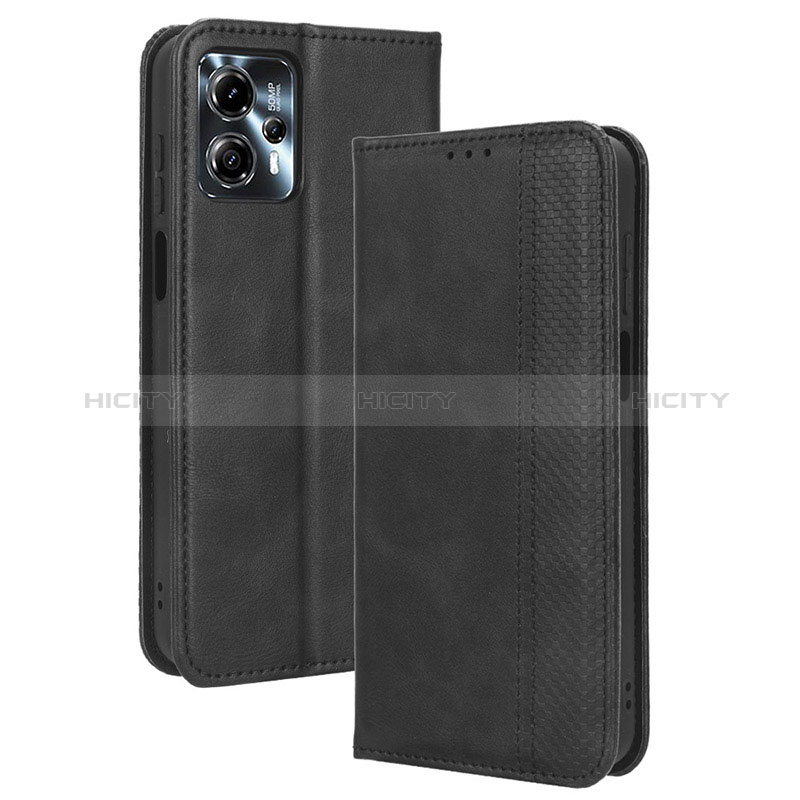 Handytasche Stand Schutzhülle Flip Leder Hülle BY4 für Motorola Moto G13 Schwarz