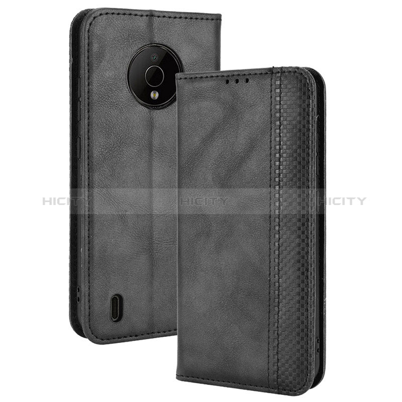 Handytasche Stand Schutzhülle Flip Leder Hülle BY4 für Nokia C200 Schwarz Plus