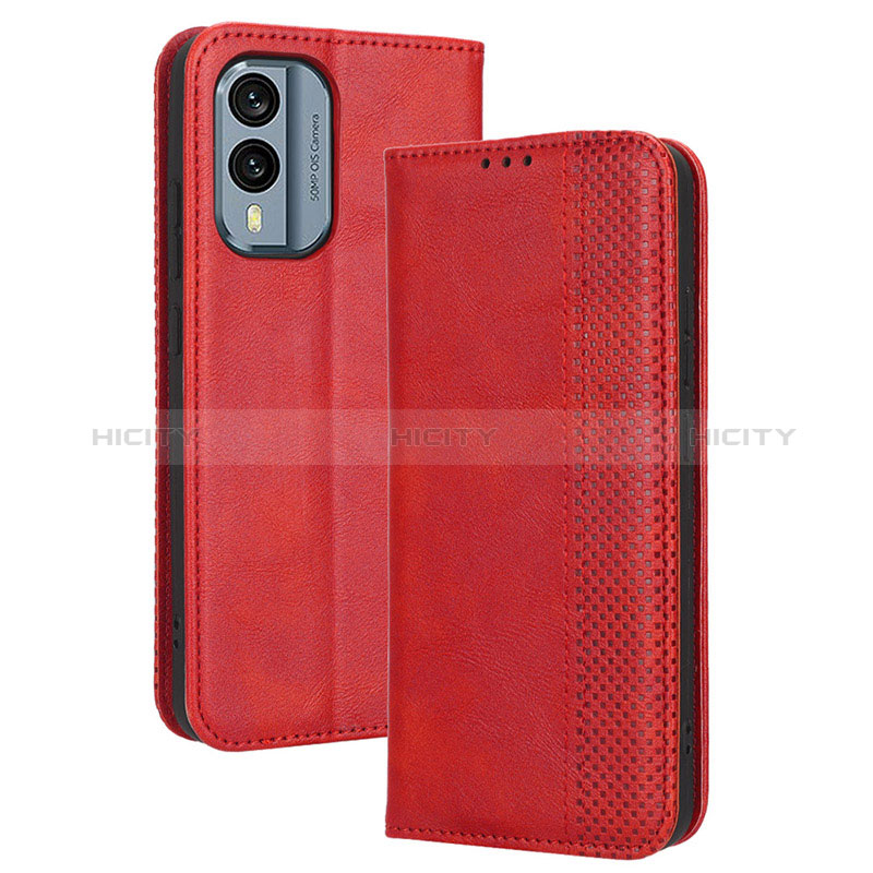 Handytasche Stand Schutzhülle Flip Leder Hülle BY4 für Nokia X30 5G Rot