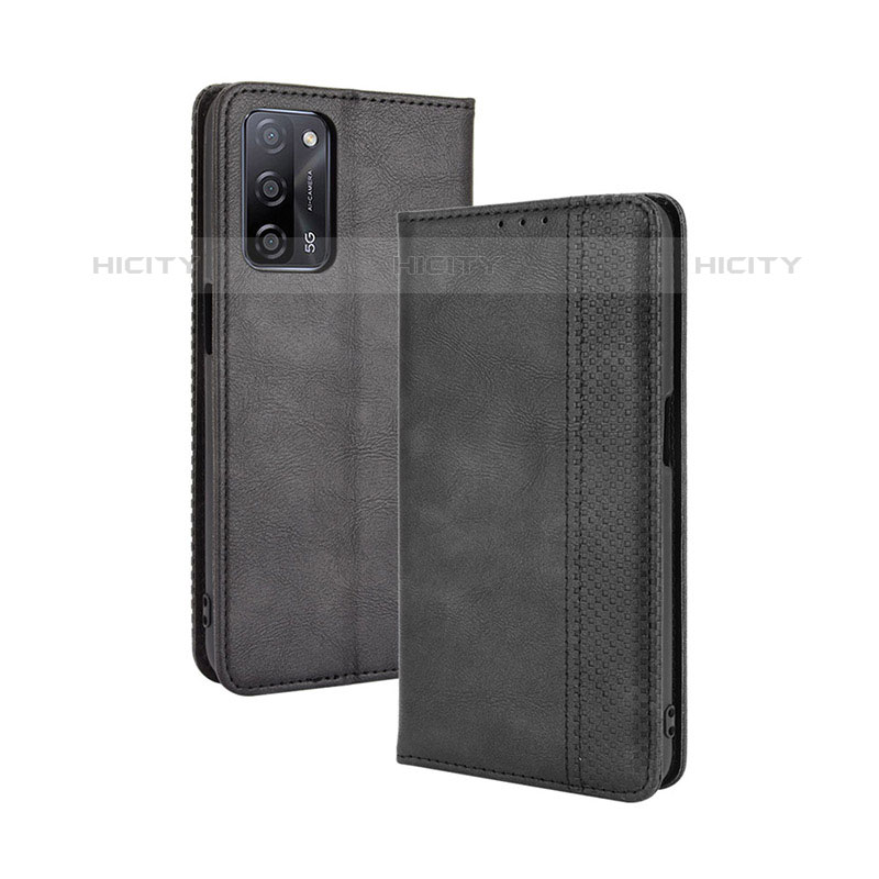 Handytasche Stand Schutzhülle Flip Leder Hülle BY4 für Oppo A55 5G Schwarz