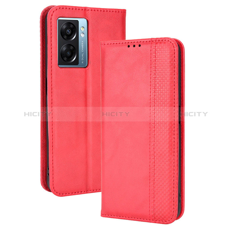 Handytasche Stand Schutzhülle Flip Leder Hülle BY4 für Oppo A56S 5G Rot Plus