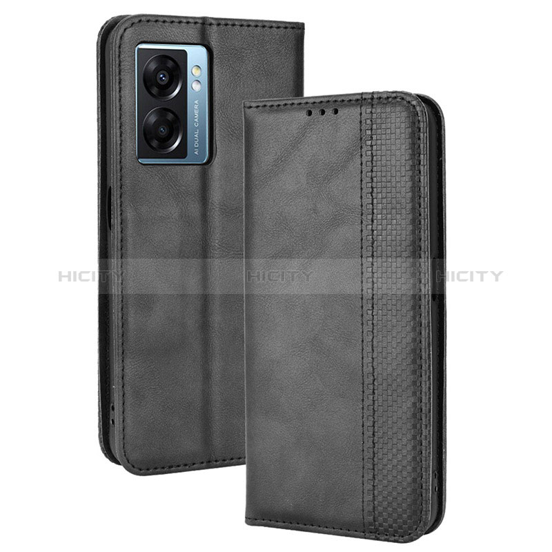 Handytasche Stand Schutzhülle Flip Leder Hülle BY4 für Oppo A77 5G Schwarz