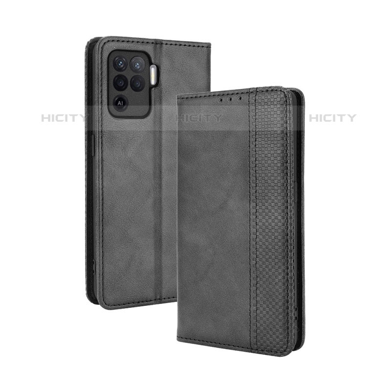 Handytasche Stand Schutzhülle Flip Leder Hülle BY4 für Oppo F19 Pro Schwarz