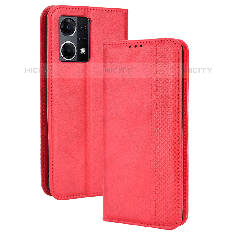 Handytasche Stand Schutzhülle Flip Leder Hülle BY4 für Oppo F21 Pro 4G Rot Plus