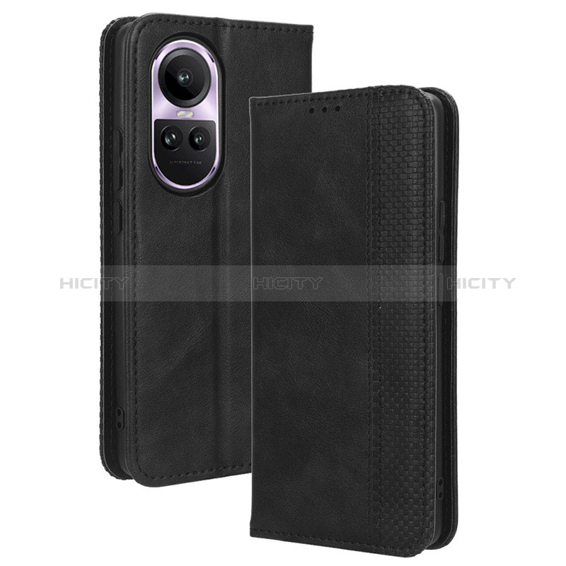 Handytasche Stand Schutzhülle Flip Leder Hülle BY4 für Oppo Reno10 Pro 5G Schwarz Plus